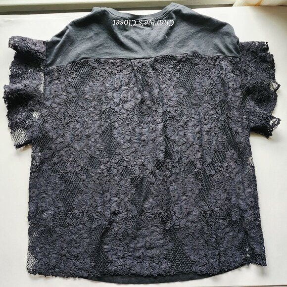 AG Adriano Goldschmied Sofi Lace Back Tee Black‎ XS Made in USA - Picture 6 of 9